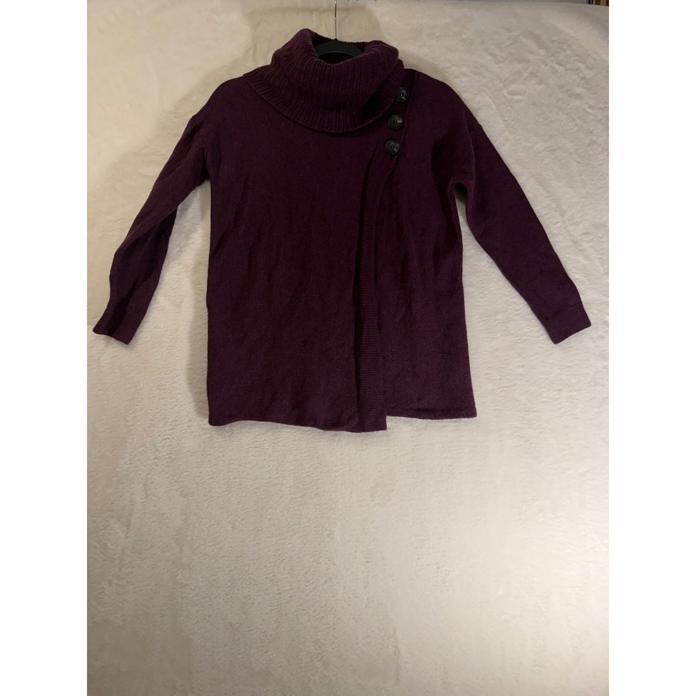 Ellen Tracy 100% Extra Fine Merino Wool Cowl Neck Sweater Womens Medium Purple M